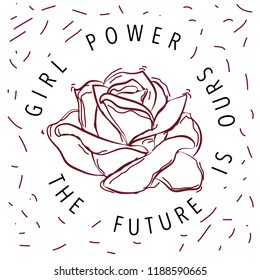Slogan Graphic with Rose Illustration vector image hand drawing. Rose with doodles and slogan print for T-shirt design.