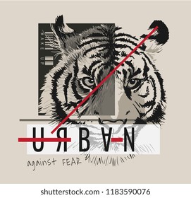 slogan graphic with tiger illustration