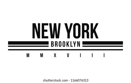Slogan graphic for t-shirt print. T-shirt design with slogan. New York, modern typography for tee print with stripes. Vector