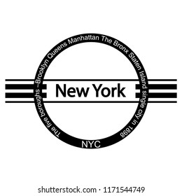 Slogan graphic for t-shirt print. Design shirts with the five boroughs of New York. A modern printing with stripes. Vector illustration.
