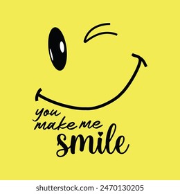 slogan graphic for t-shirt. smile face t-shirt print design,
Keep smiling quote. suitable for screen printing t-shirts, clothes, jackets and others vector illustration