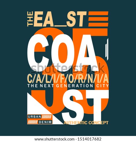slogan graphic typography design California,authentic concept for trendy t shirt print,illustration art,number,letter style