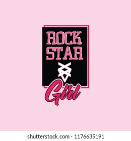 slogan graphics for t-shirts, rockstar girl