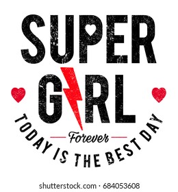 Slogan Graphics For T-shirts,super Girl