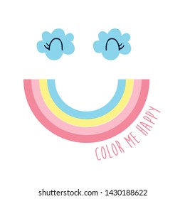 Slogan and hand drawing rainbow vector.