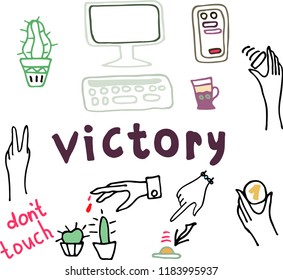 Slogan, hands, hand drawing, Doodle, computer.