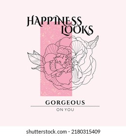 Slogan "Happiness Look Gorgeous on you" typographic for t-shirt prints, posters and other uses.