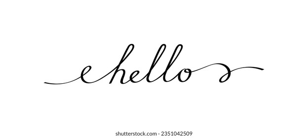 Slogan HELLO mit glatten Linien. Kalligraphie-kontinuierliche Linie mit Wort hello. Welt hallo Tag, 21. November. Doodle Vektorgrafik-Design.