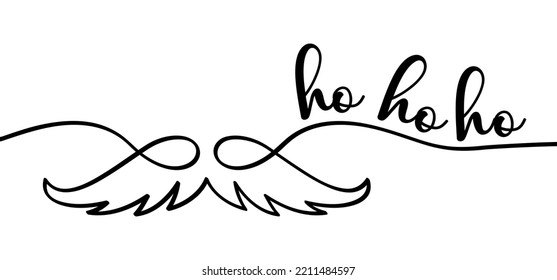 Slogan ho ho ho, Merry Christmas or xmas time. Cartoon hohoho pattern, Santa Claus, symbol. Happy New Year concept. December, happy party. mustache or beard sign 