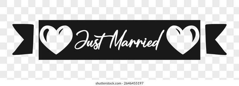 Slogan acabou de se casar, para sempre. Ideias de conceito de lua de mel. Convite de casamento vetorial cita para motivação e inspiração conceito de mensagem. Feliz dia romântico ou romântico. Amor em forma de coração