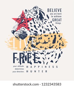 slogan with leopard graphic illustration