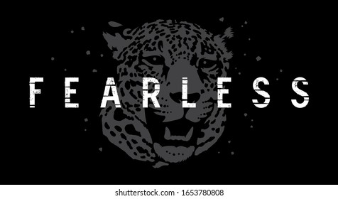 Slogan with leopard head vector illustration for t-shirt design