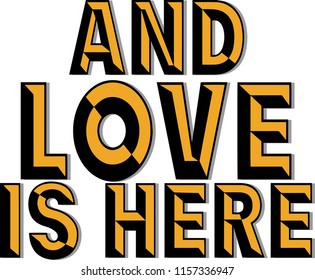 slogan letters with 3d shadow on white background.