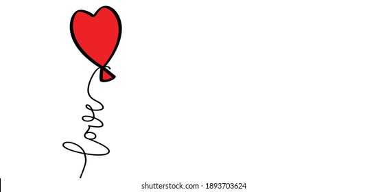 Slogan Love with balloon and heart symbol. Love banner, heart month or singles day background. Happy valentines day on february 14 ( valentine, valentine’s day ) or romantic, wedding signs. Vector