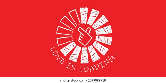 Slogan Love Is Loading Korea V Finger Wave Icon Korean Hand Icons Hallyu K Pop Or Kpop Dance Mucic Symbol Love Heart Month Or For Romantic, Wedding Banner. Funny Vector Wave Sign Woman Or Men Hands