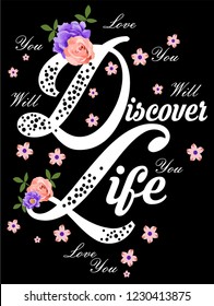 slogan lovely graphic design and cute flowers graphic design print for tee and t shirt and fabric