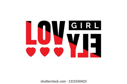 Slogan LOVELY with hearts for t-shirt design. Simple vector print with text for tee shirt stamps