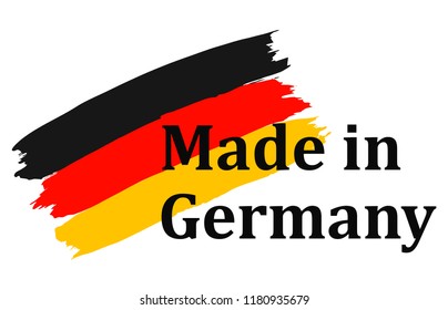 Slogan Made in Germany with colorful brush strokes painted flag – stock vector