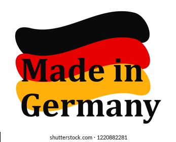 Slogan Made in Germany with colorful brush strokes painted flag – for stock