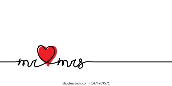 slogan Mr and mrs. Love heart month or happy singles day. 14 february, valentine, valentines day or for romantic, wedding banner. Fun vector icon sign Womens day Global love day Hearts Vibes