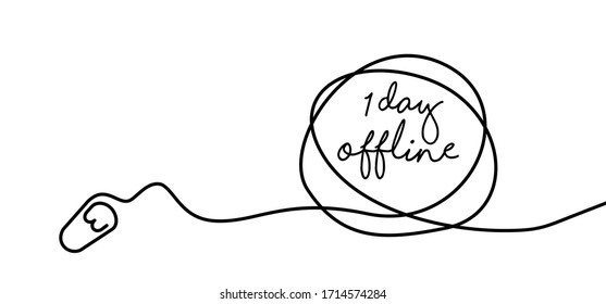 Slogan offline day Funny vector  motivation, inspiration quote Networking no internet concept Offline or online and unplugged or unplug Family break time  Disconnected 404 No Wifi signal Unplugging