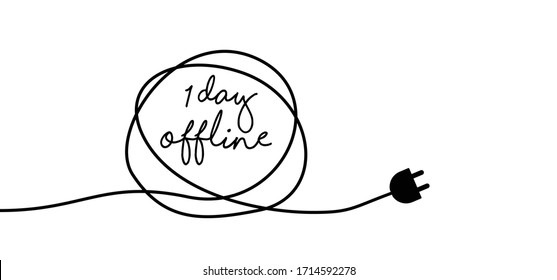 Slogan offline day Funny vector  motivation, inspiration quote Networking no internet concept Offline or online and unplugged or unplug Family break time  Disconnected 404 No Wifi signal Unplugging