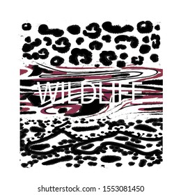 slogan on leopard and zebra pattern background with claw scratch, vector illustration for T-shirts print