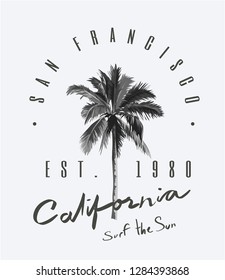 slogan with palm tree illustration