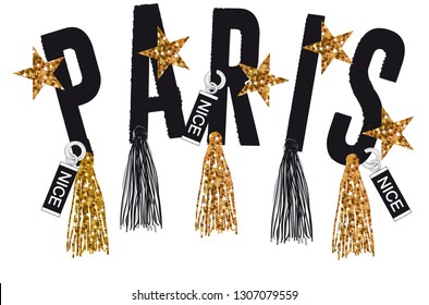 slogan paris tassel illustration