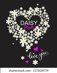 slogan and pattern daisy vector