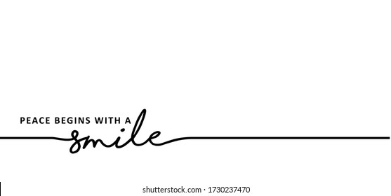 Slogan peace begins with a smile World Smiling Day Drawing emotion symbol Vector success quotes for banner or wallpaper. Relaxing and chill, motivation and inspiration  message concept. lazy ideas