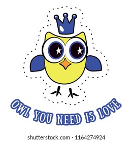 Slogan print design, t shirt vector tee grapic design. Funny owl typography.