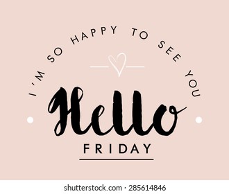 Slogan print ''Hello Friday'', in Vektorgrafik.