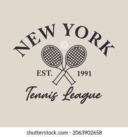 Slogan print with New york Tennis illustration.For t-shirt or other uses, in vector