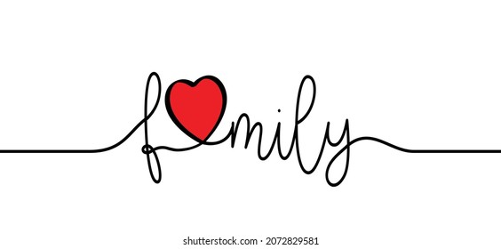 Slogan or quote family with the letter a as love heart. Happy yong parents or senior for motivation, positive and inspiration concept. Cartoon vector happens symbol. 