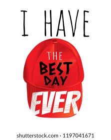 slogan with red cap illustration