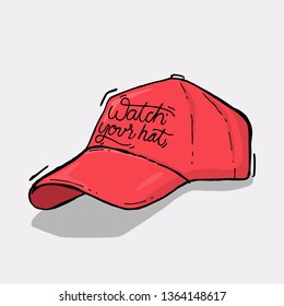 Slogan with red hat illustration