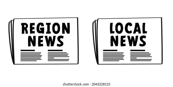 Slogan Region, Local, Breaking News, World News. Greet, Good Or Bad News. Fact Or Fake Newspaper Sign. Update News Concept. Headline Title.