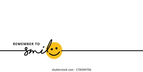 Slogan remember to smile Happy world smiling day Drawing emotion symbol Vector success quotes for banner or wallpaper. Relaxing and chill, motivation and inspiration  message concept. lazy ideas