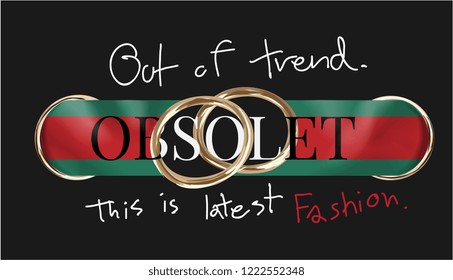 slogan with ribbon and golden hoops illustration