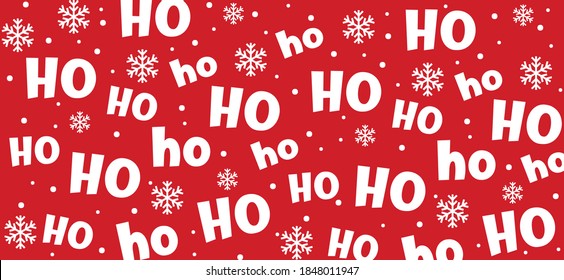 Slogan, saying ho ho ho, Merry Christmas text. Hohoho pattern, Santa Claus, Christmas, xmas design. New Year concept. Flat vector xmas sign. Advent