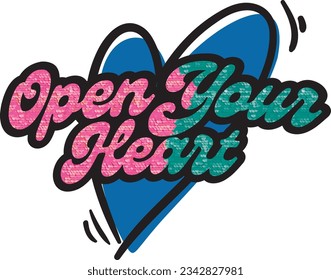 Slogan mit Sequenzeffekt und Herz-Illustration für weibliches T-Shirt, Sweatshirt und andere Verwendungszwecke.