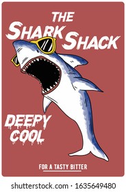 Slogan with shark illustration. Vector graphics for t-shirt print and other uses.