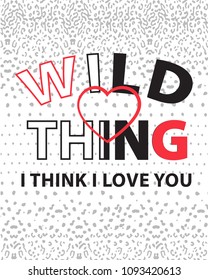 slogan shirt print, leopard texture background.