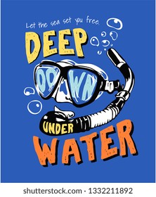 slogan with snorkel mask illustration