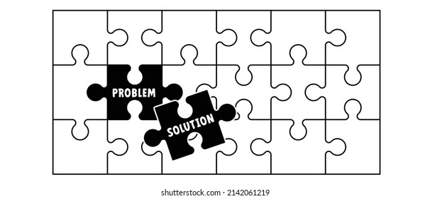 Slogan solution and problem. solution and problem. Teamwork building concept. jigsaw puzzle pieces pattern. Vector idea symbol. jigsaw puzzle pieces connection. Business, marketing success concept.