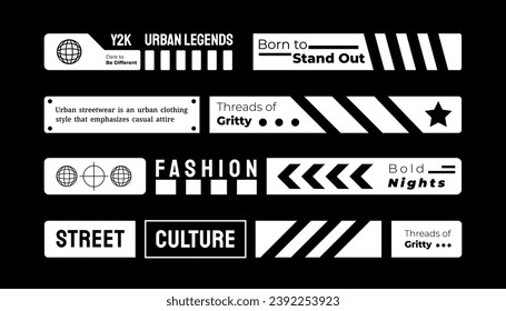 Slogan strip for design. With Street, Urban, Hip Hop and Y2K Style. Suitable for screen printing designs for t-shirts, hoodies, jackets and others