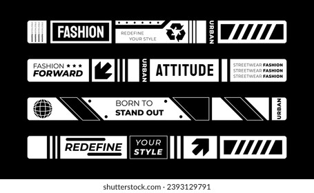 Slogan strip for design. With Street, Urban, Hip Hop and Y2K Style. Suitable for screen printing designs for t-shirts, hoodies, jackets and others.