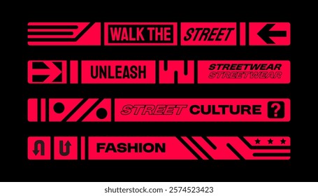 Slogan strip for design. With Street, Urban, Hip Hop and Y2K Style. for screen printing designs for t-shirts, hoodies, jackets and others