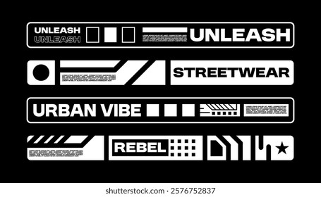 Slogan strip for design. With Street, Urban, Hip Hop and Y2K Style. for screen printing designs for t-shirts, hoodies, jackets and others